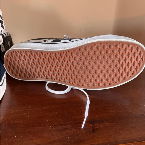 Vans Custom White and Navy, Cow Print  High-Top Sneakers with a touch of Sparkle - Picture 7 of 12